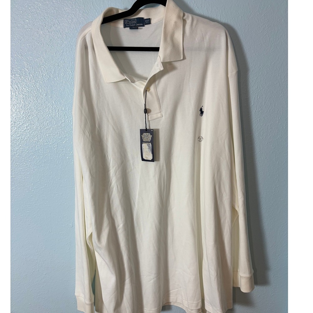 Polo Ralph Lauren Mens 4XLT White Long Sleeve Polo Shirt Big & Tall NWT Preppy
